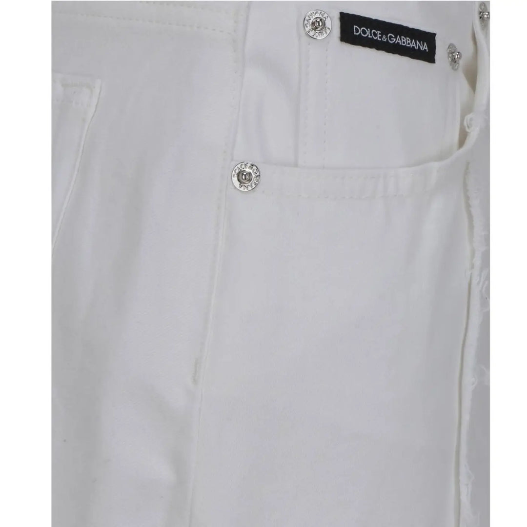 Dolce &amp; Gabbana White Cotton Straight-Leg Jeans