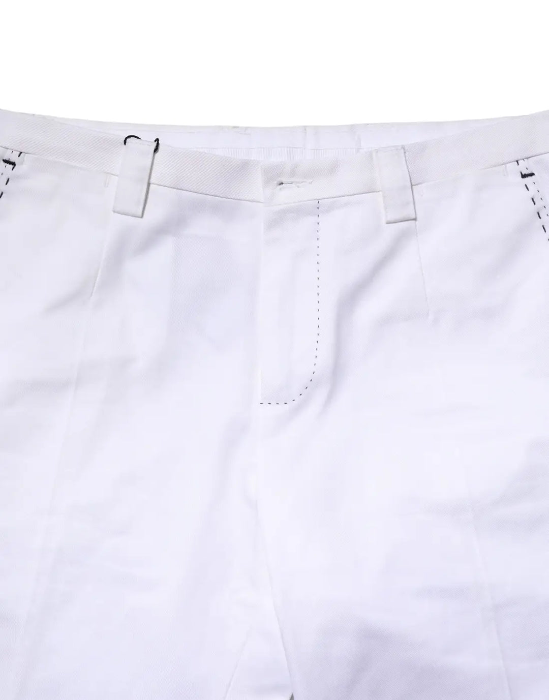 Dolce &amp; Gabbana White Cotton Straight Logo Men Pants