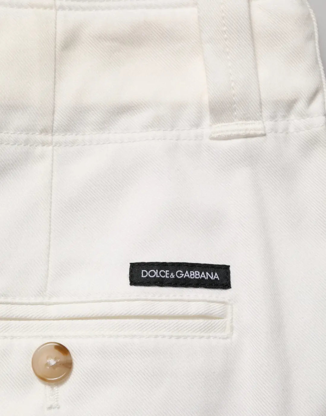 Dolce &amp; Gabbana White Cotton Stretch Cropped Trouser Pants