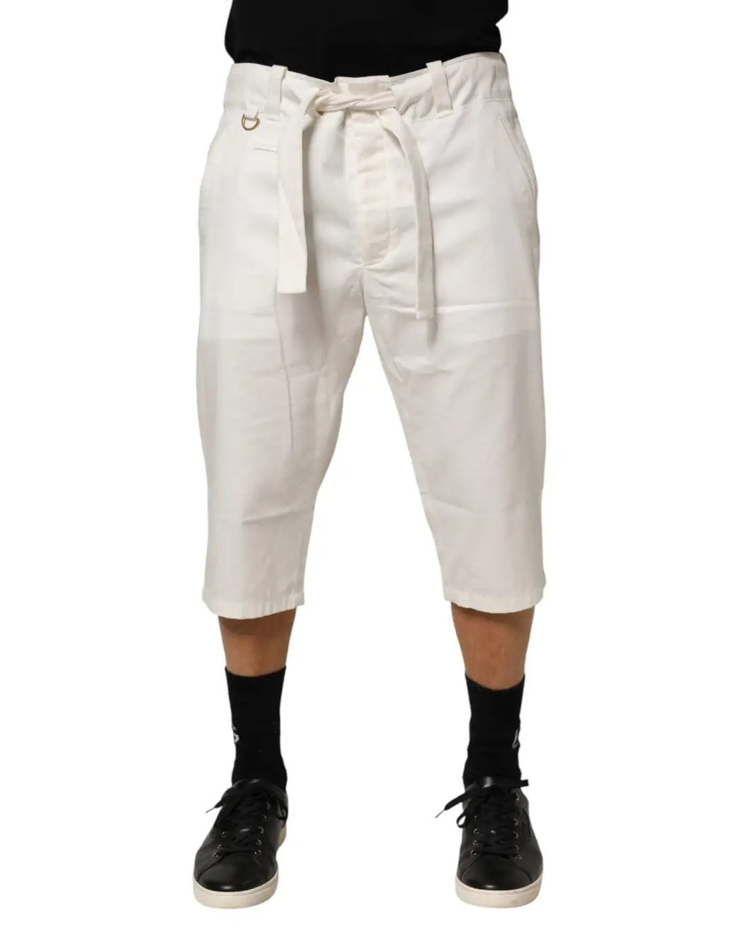 Dolce &amp; Gabbana White Cotton Stretch Cropped Trouser Pants