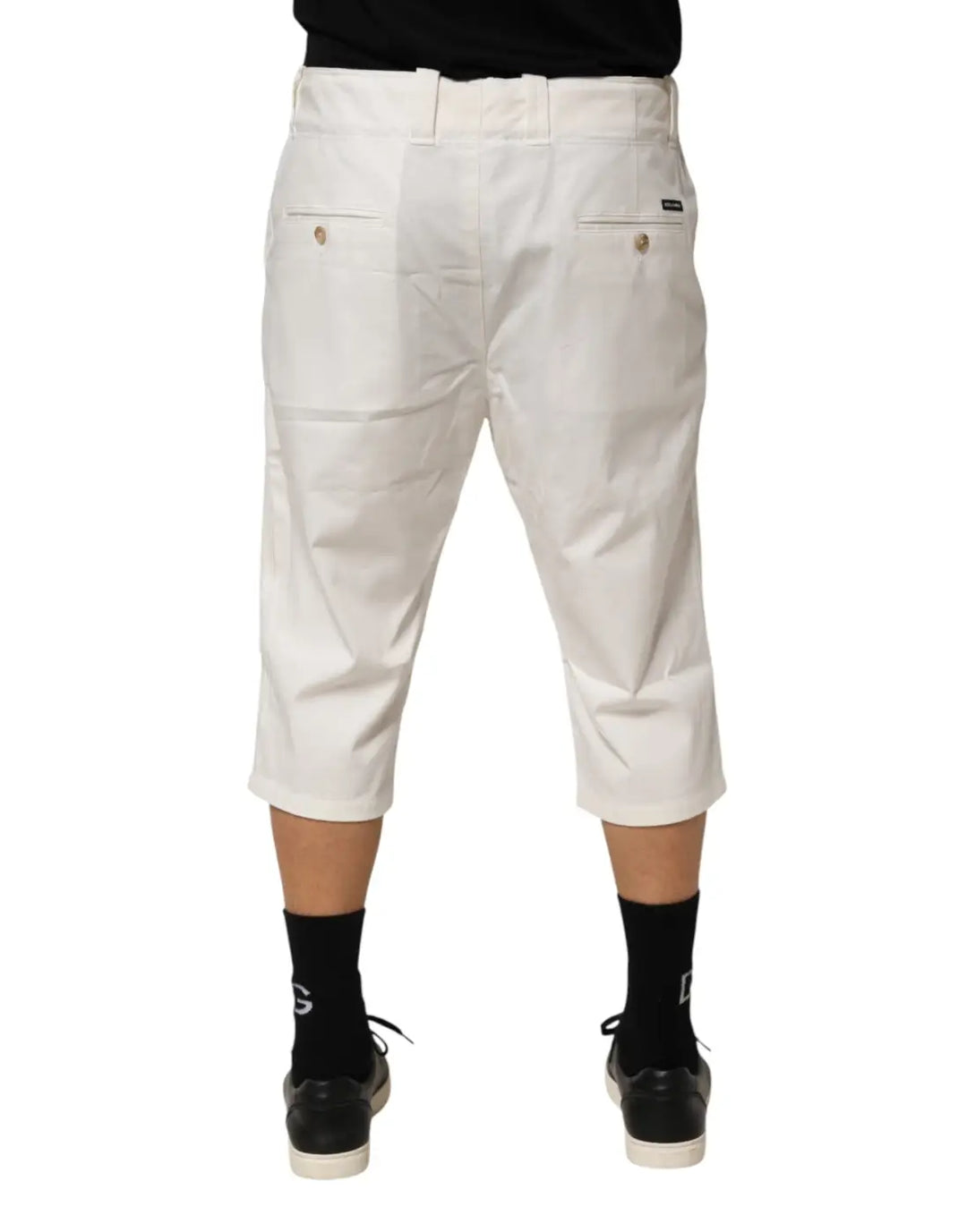 Dolce &amp; Gabbana White Cotton Stretch Cropped Trouser Pants