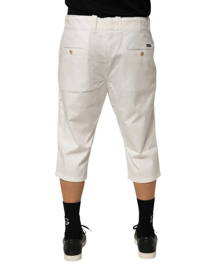 Dolce &amp; Gabbana White Cotton Stretch Cropped Trouser Pants