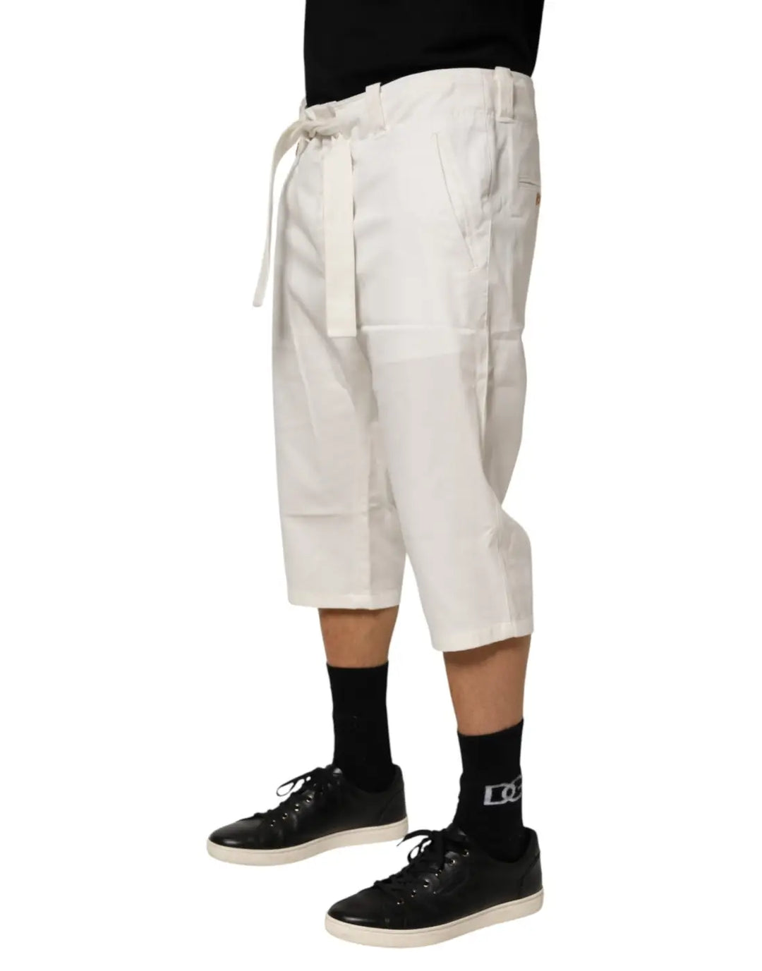 Dolce &amp; Gabbana White Cotton Stretch Cropped Trouser Pants