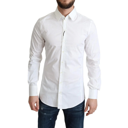 Dolce & Gabbana White Cotton Stretch Dress Shirt for Men
