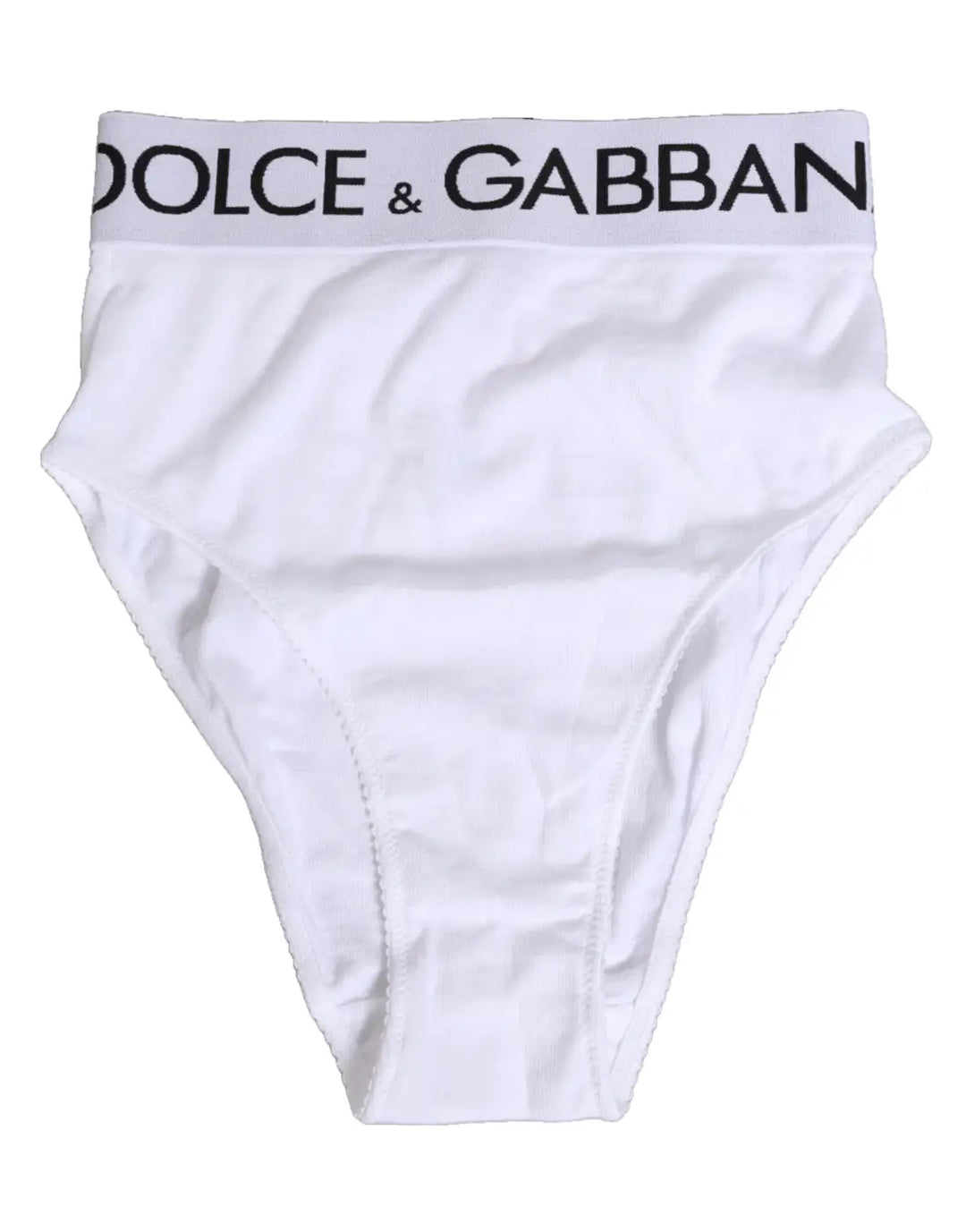 Dolce &amp; Gabbana White Cotton Stretch High Waist Panty Underwear
