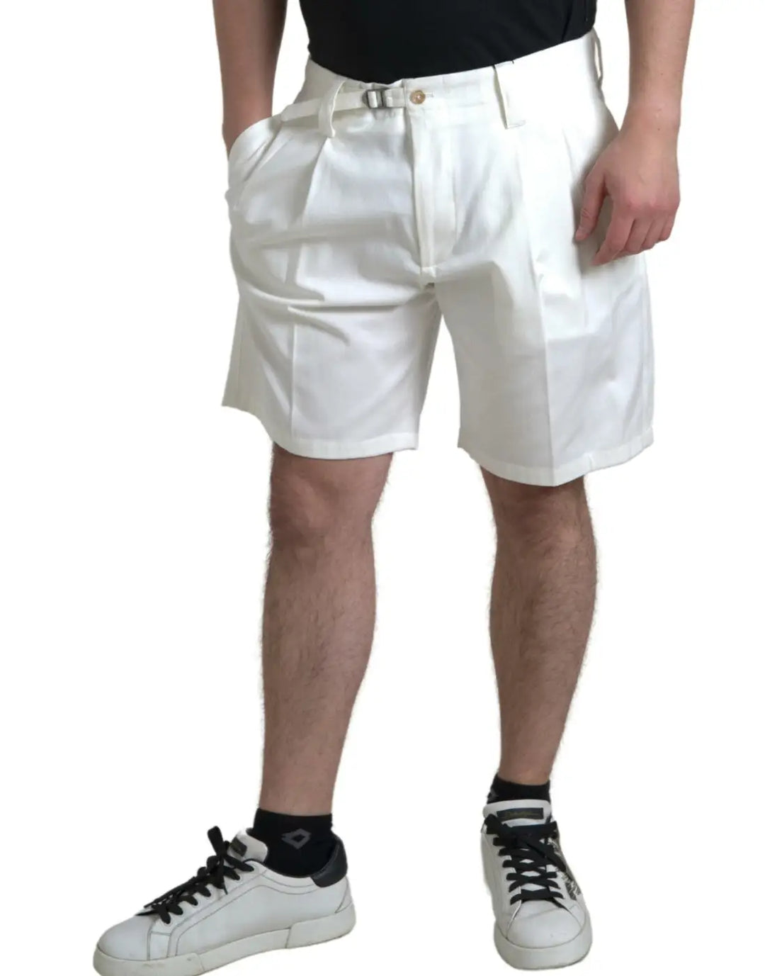 Dolce &amp; Gabbana White Cotton Stretch Men Bermuda Denim Shorts