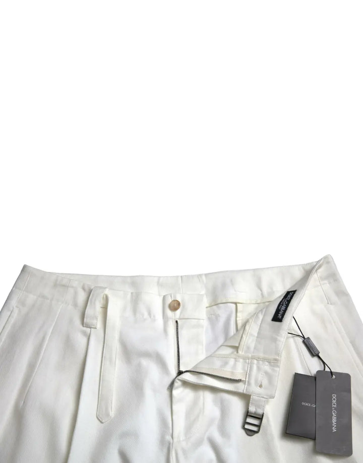 Dolce &amp; Gabbana White Cotton Stretch Men Bermuda Denim Shorts