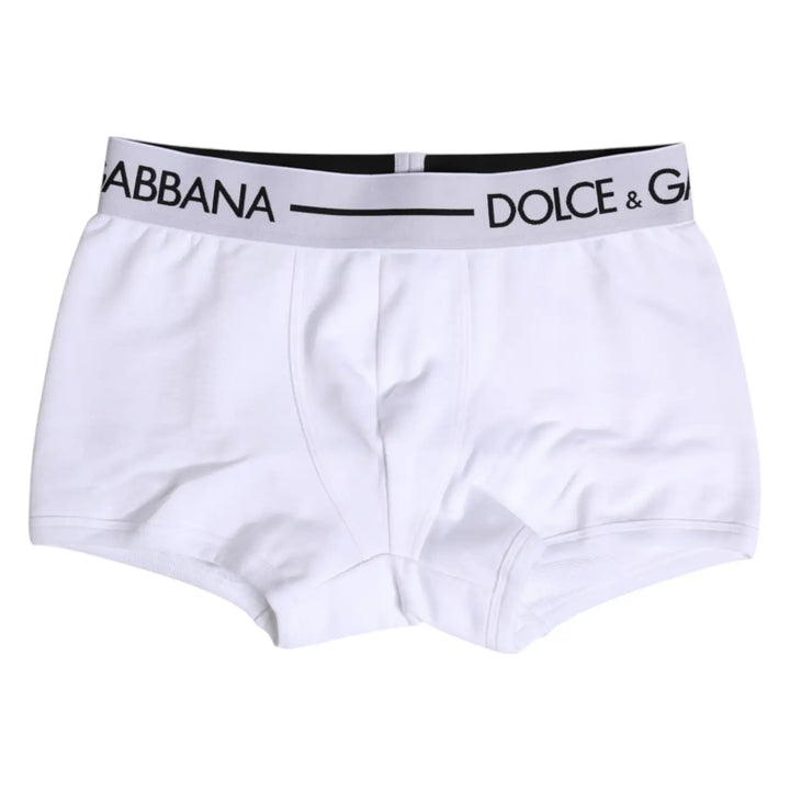 Dolce &amp; Gabbana White Cotton Stretch Regular Boxer Underwear