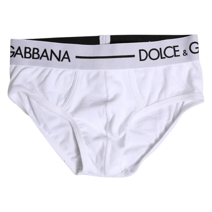 Dolce &amp; Gabbana White Cotton Stretch Regular Brief Underwear
