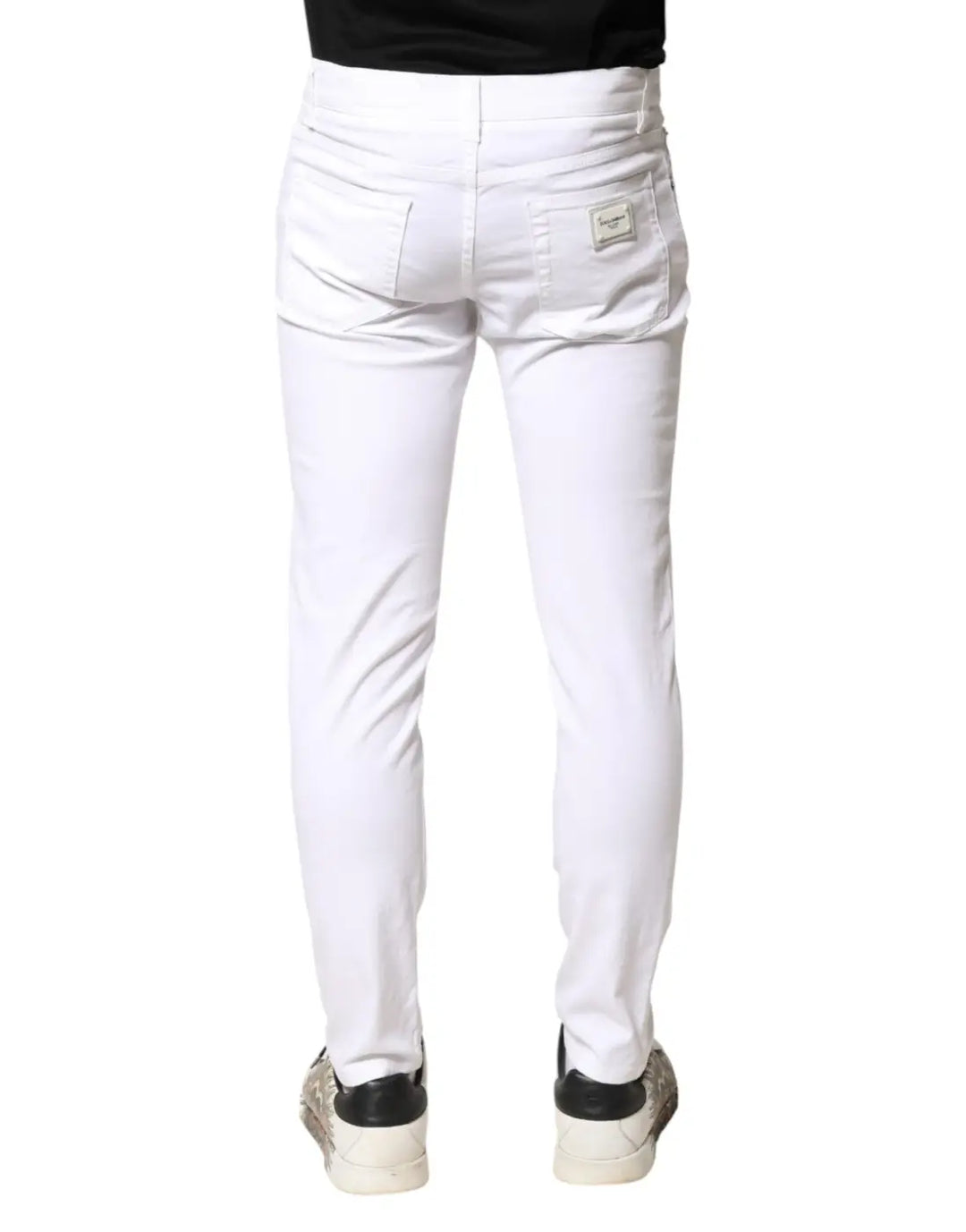 Dolce &amp; Gabbana White Cotton Stretch Skinny Denim Men Jeans
