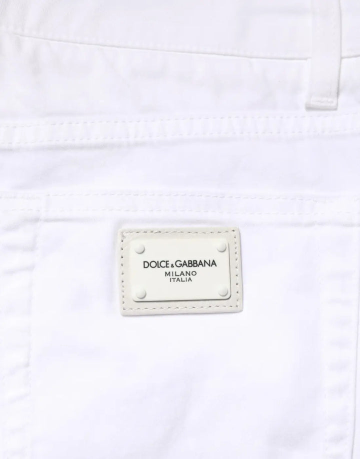 Dolce &amp; Gabbana White Cotton Stretch Skinny Denim Men Jeans