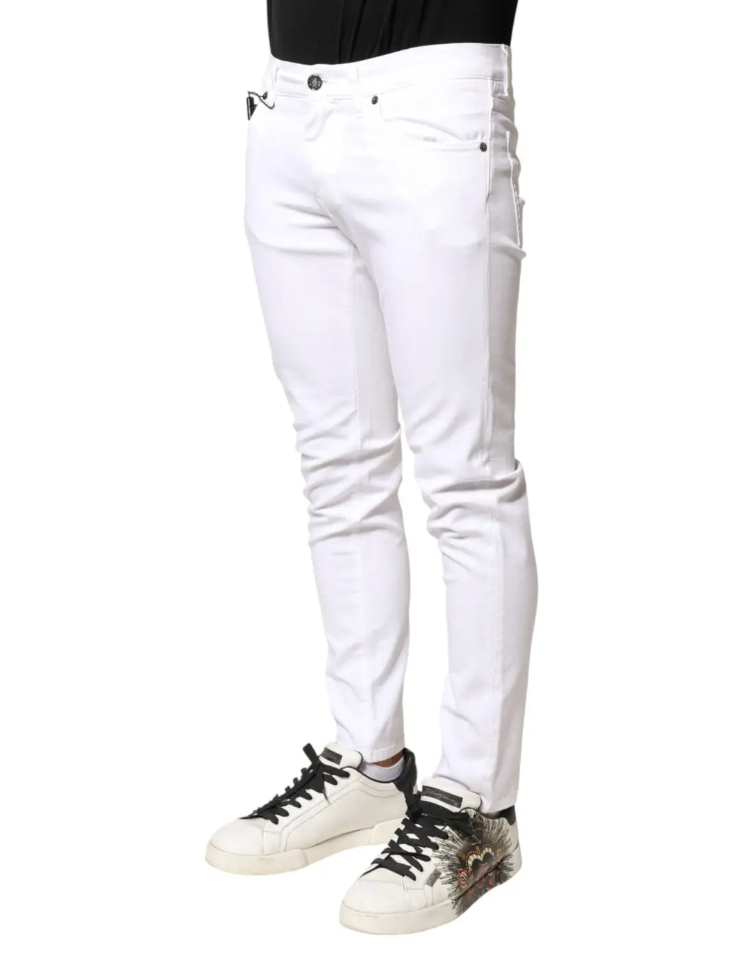 Dolce &amp; Gabbana White Cotton Stretch Skinny Denim Men Jeans
