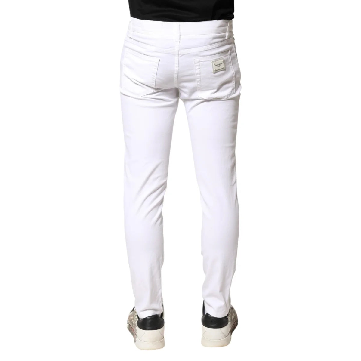 Dolce and Gabbana White Cotton Stretch Skinny Jeans for Effortless Style &