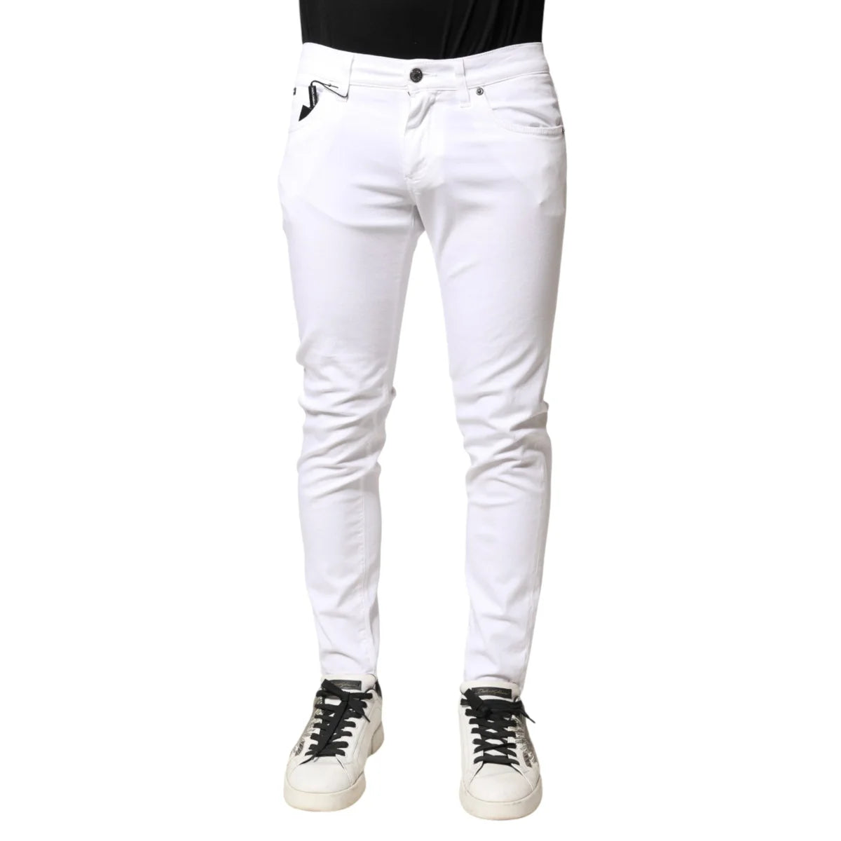 Dolce and Gabbana White Cotton Stretch Skinny Jeans for Effortless Style &