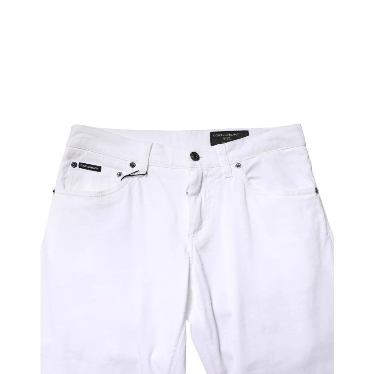 Dolce and Gabbana White Cotton Stretch Skinny Jeans for Effortless Style &