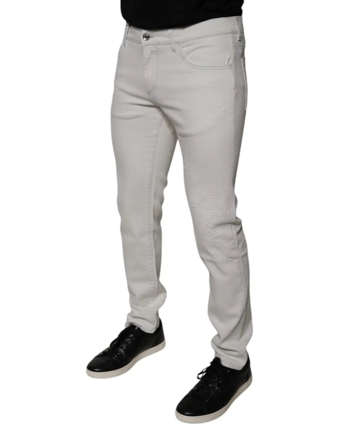 Dolce &amp; Gabbana White Cotton Stretch Skinny Men Denim Jeans