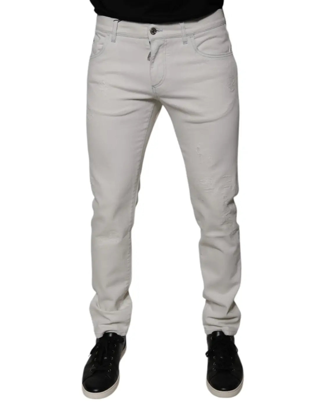 Dolce &amp; Gabbana White Cotton Stretch Skinny Men Denim Jeans