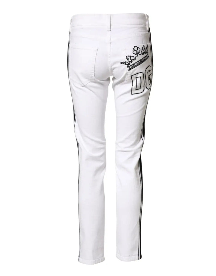 Dolce &amp; Gabbana White Cotton Stretch Skinny Men Denim Jeans