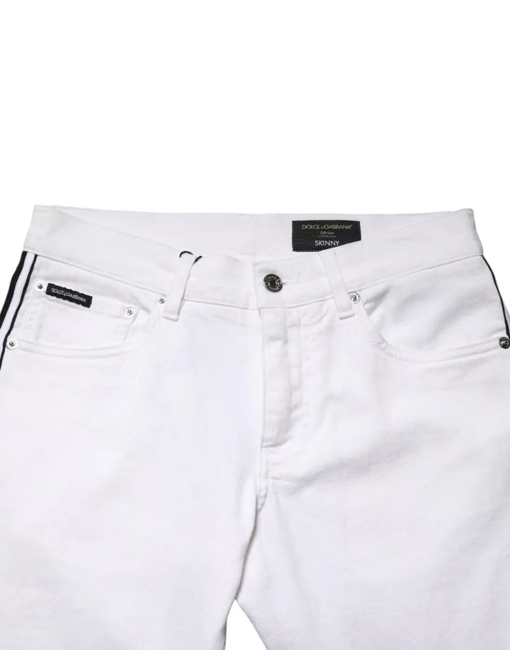 Dolce &amp; Gabbana White Cotton Stretch Skinny Men Denim Jeans