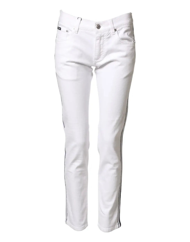 Dolce &amp; Gabbana White Cotton Stretch Skinny Men Denim Jeans