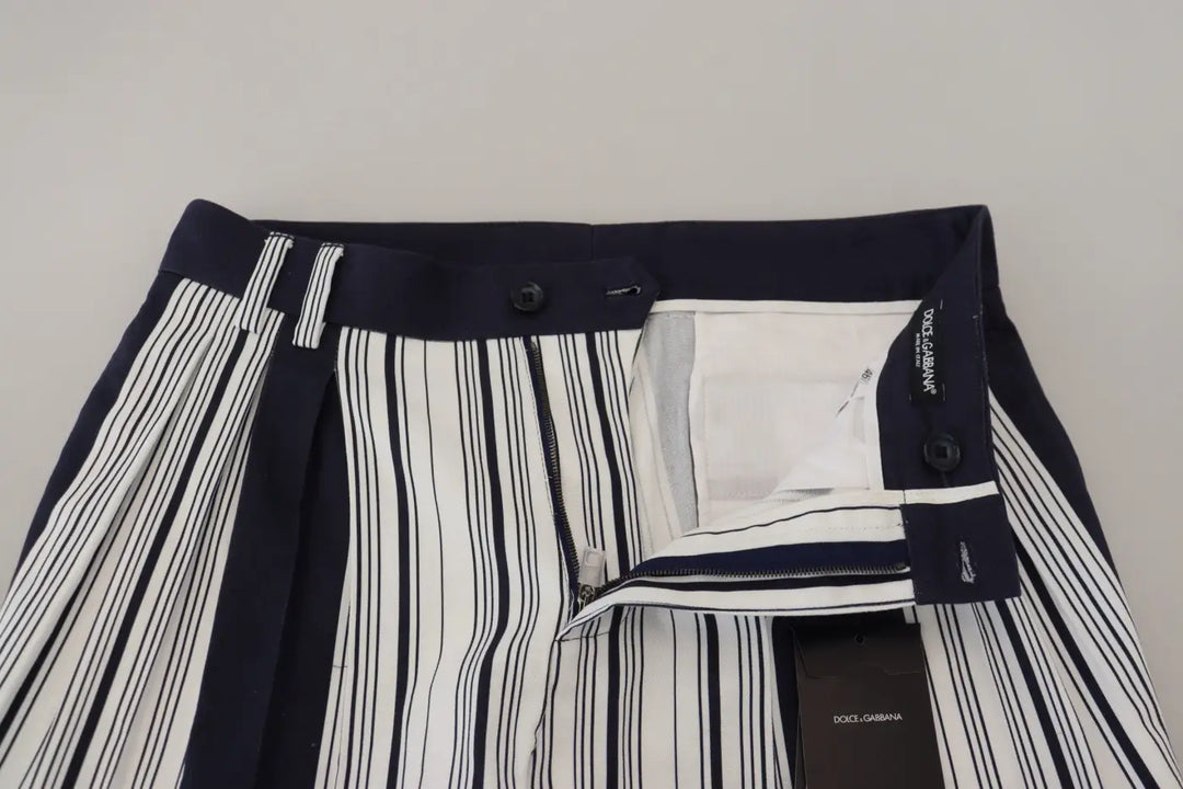 Dolce &amp; Gabbana White Cotton Striped Cropped Pants