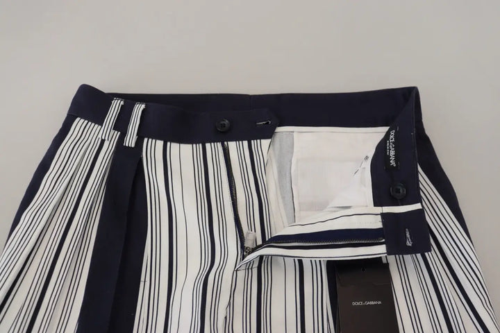 Dolce &amp; Gabbana White Cotton Striped Cropped Pants