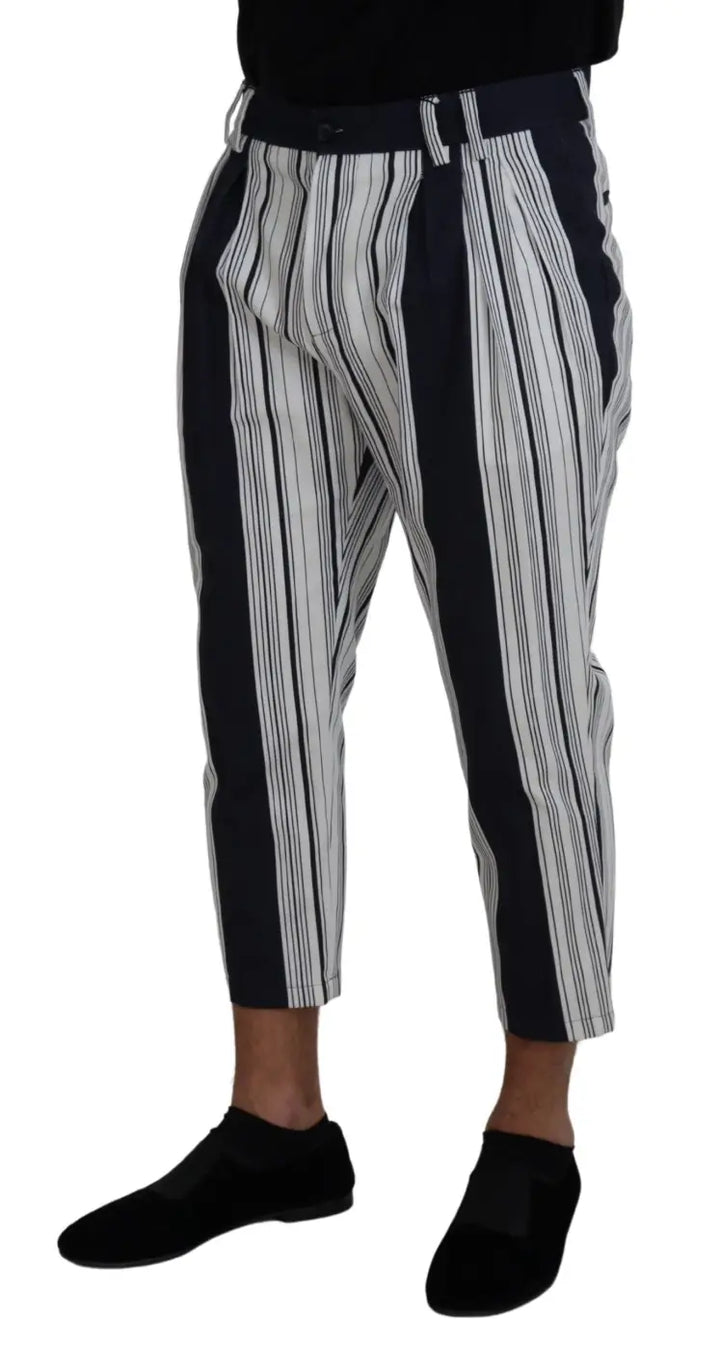 Dolce &amp; Gabbana White Cotton Striped Cropped Pants