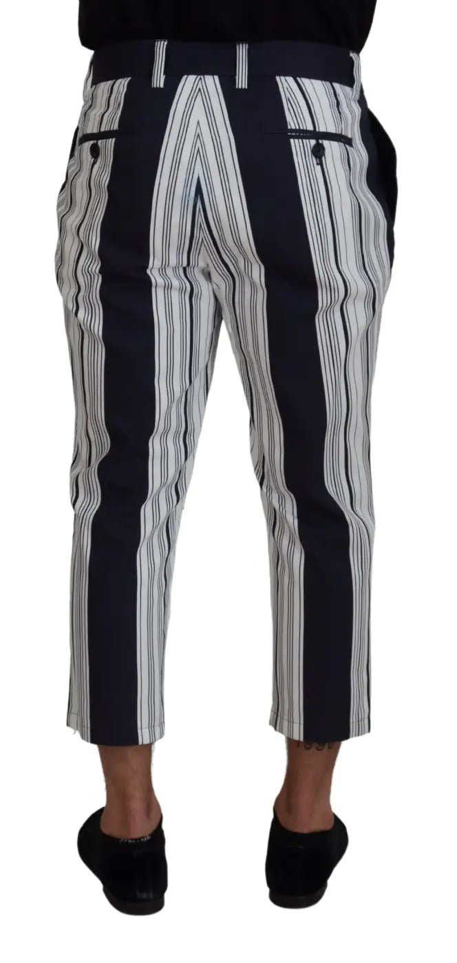 Dolce &amp; Gabbana White Cotton Striped Cropped Pants