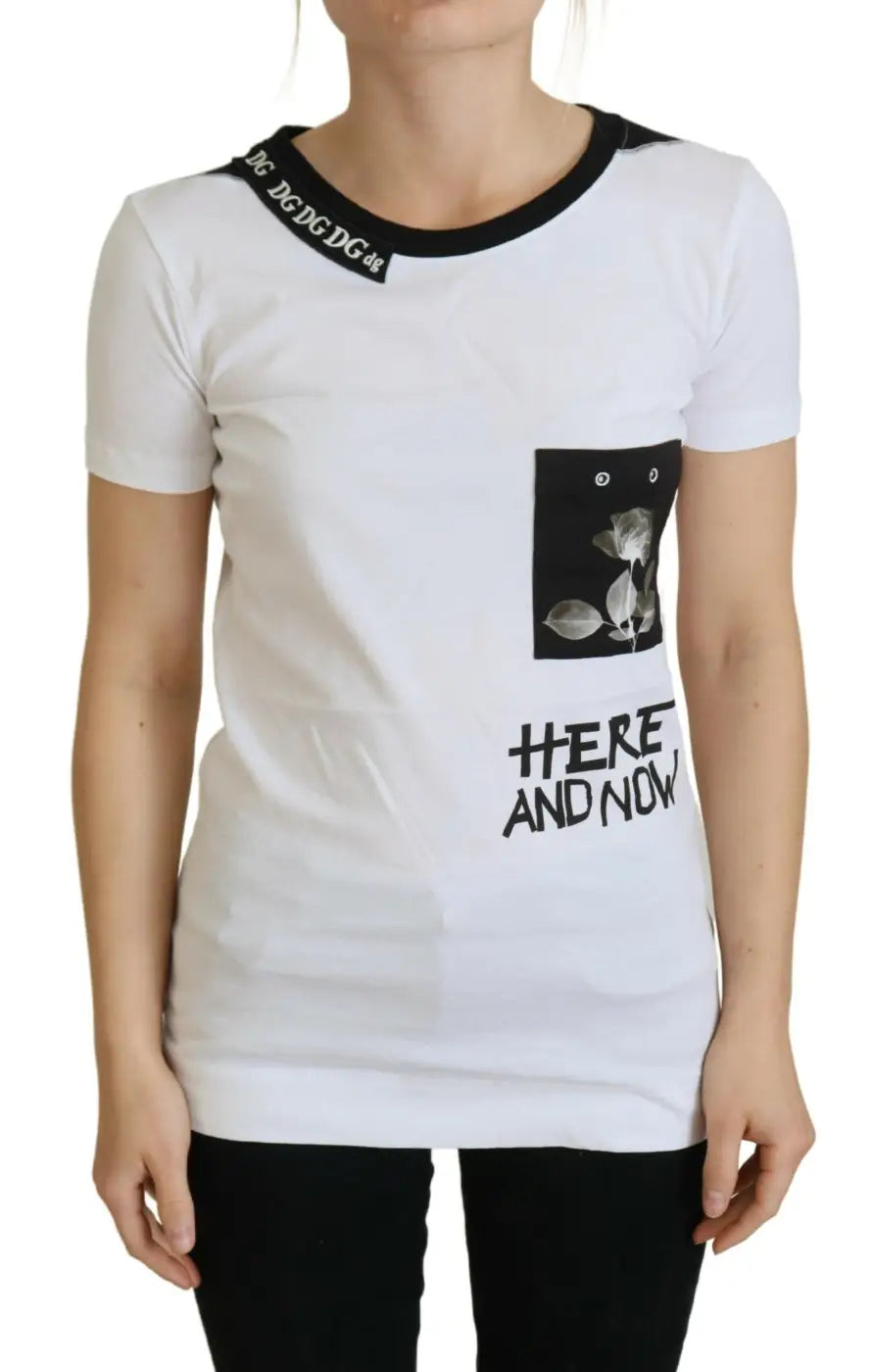 Dolce & Gabbana White Cotton T-shirt Crewneck