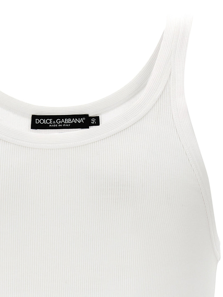 Dolce &amp; Gabbana White Cotton Tank Tops