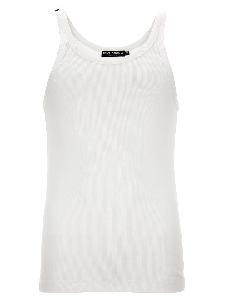 Dolce &amp; Gabbana White Cotton Tank Tops