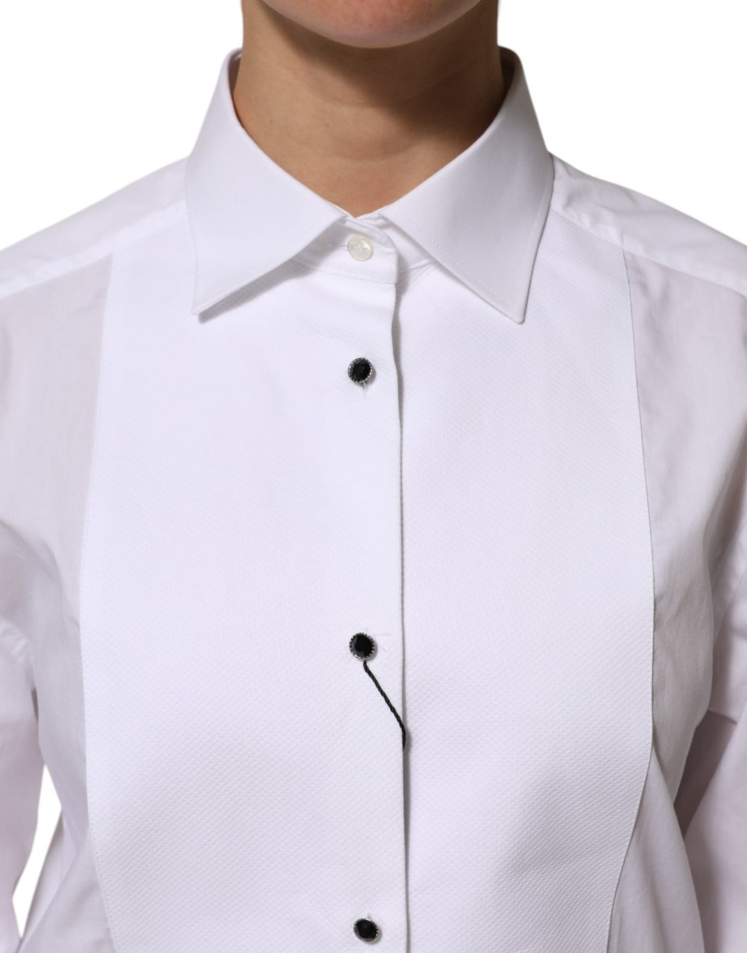 Dolce &amp; Gabbana Shirts - White Cotton Tuxedo Bib Long Sleeve Dress Shirt