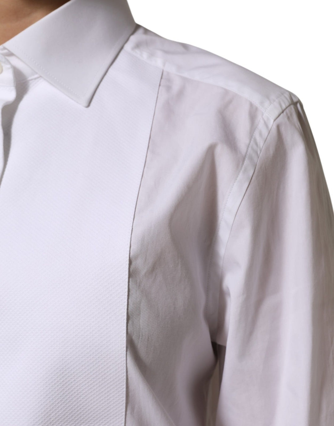 Dolce &amp; Gabbana Shirts - White Cotton Tuxedo Bib Long Sleeve Dress Shirt
