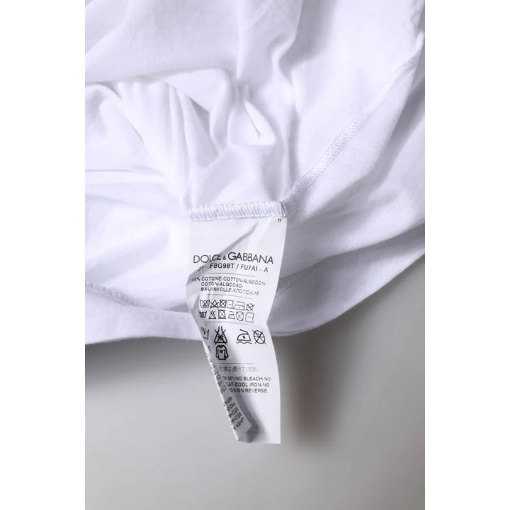Dolce and Gabbana White Crew Neck Short Sleeves T Shirt Premium Cotton &