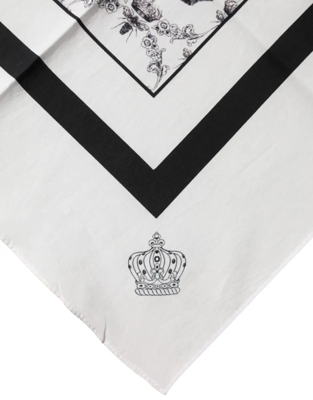 Dolce &amp; Gabbana White Crown Cotton Men Square Foulard Scarf