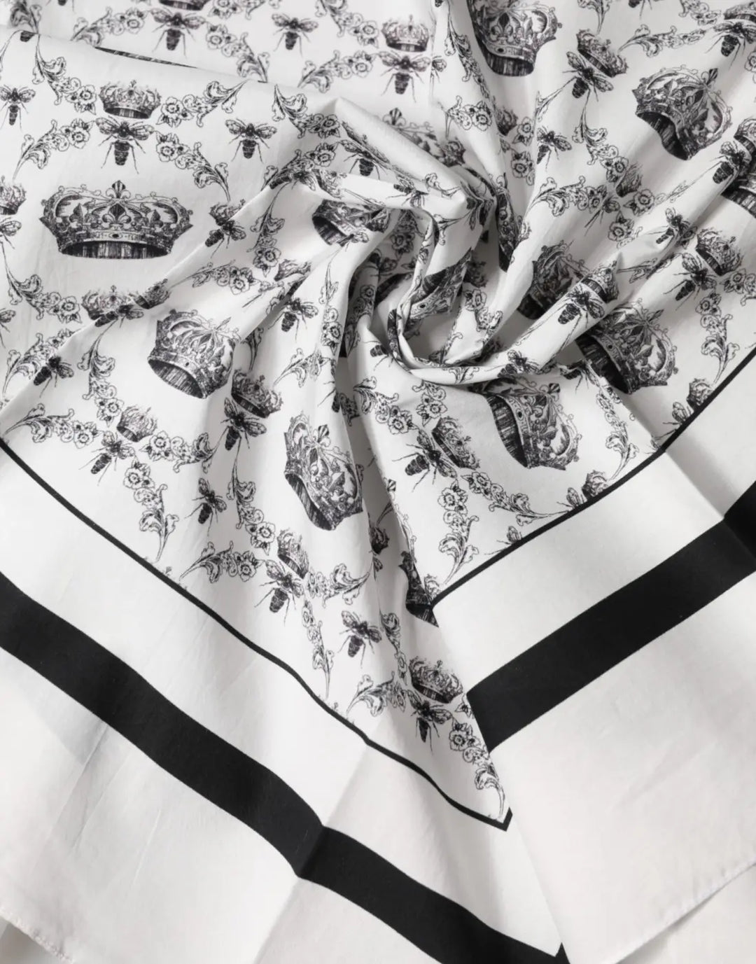 Dolce &amp; Gabbana White Crown Cotton Men Square Foulard Scarf