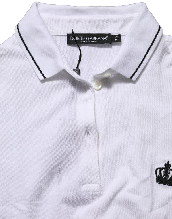 Dolce & Gabbana - White Crown Cotton Short Sleeves Polo Top