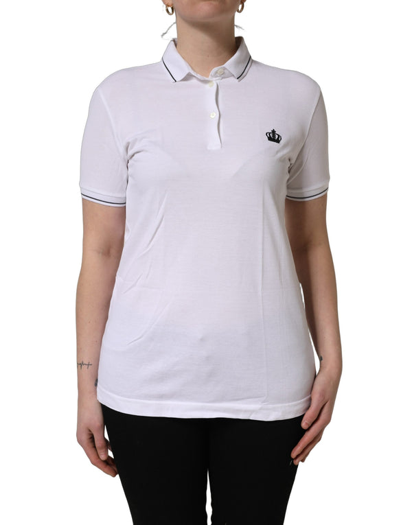 Dolce & Gabbana - White Crown Cotton Short Sleeves Polo Top