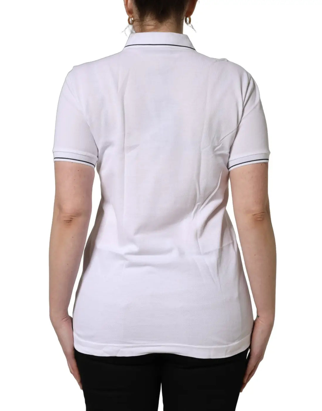 Dolce &amp; Gabbana White Crown Cotton Short Sleeves Polo Top