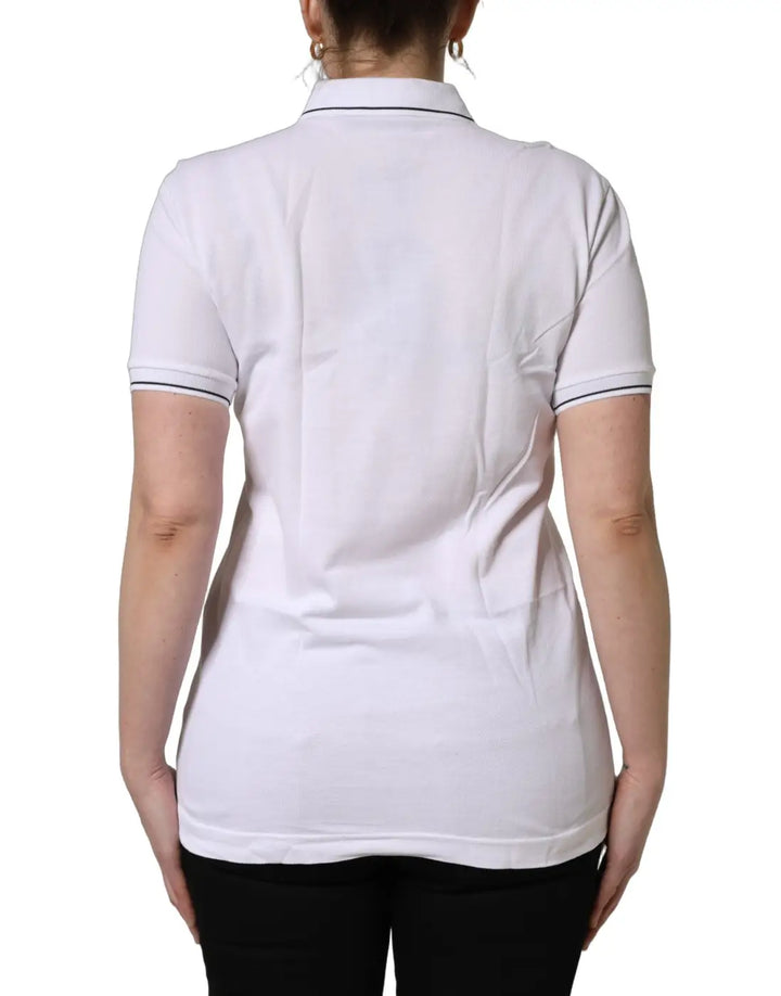 Dolce &amp; Gabbana White Crown Cotton Short Sleeves Polo Top