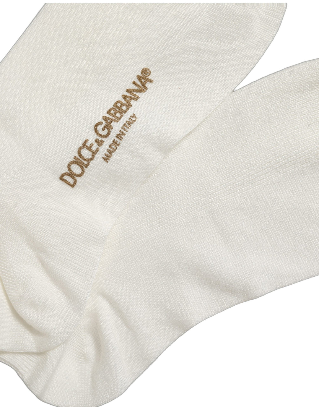 Dolce &amp; Gabbana White Crown Embroidery Knee High Accessory Socks
