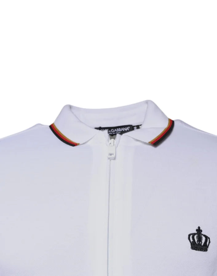 Dolce &amp; Gabbana White Crown Men Full Zip Sweatshirt Sweater
