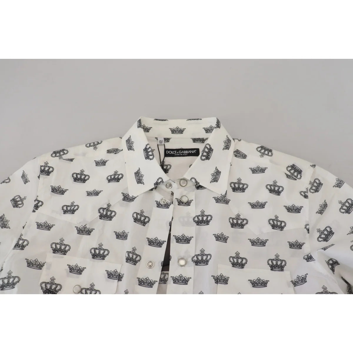 Dolce & Gabbana White Crown Print Slim Fit Shirt