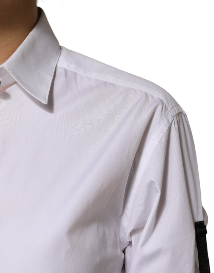 Dolce &amp; Gabbana Shirts - White Crystal Embellished Collared Shirt Top