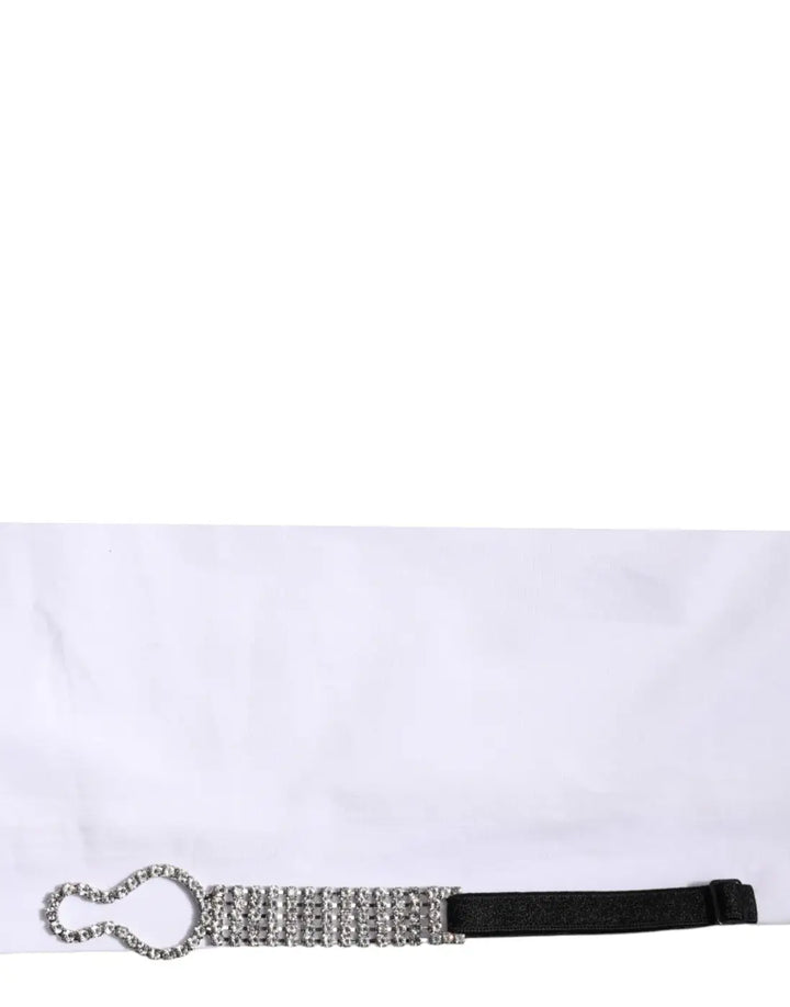 Dolce &amp; Gabbana White Crystal Embellished Collared Shirt Top