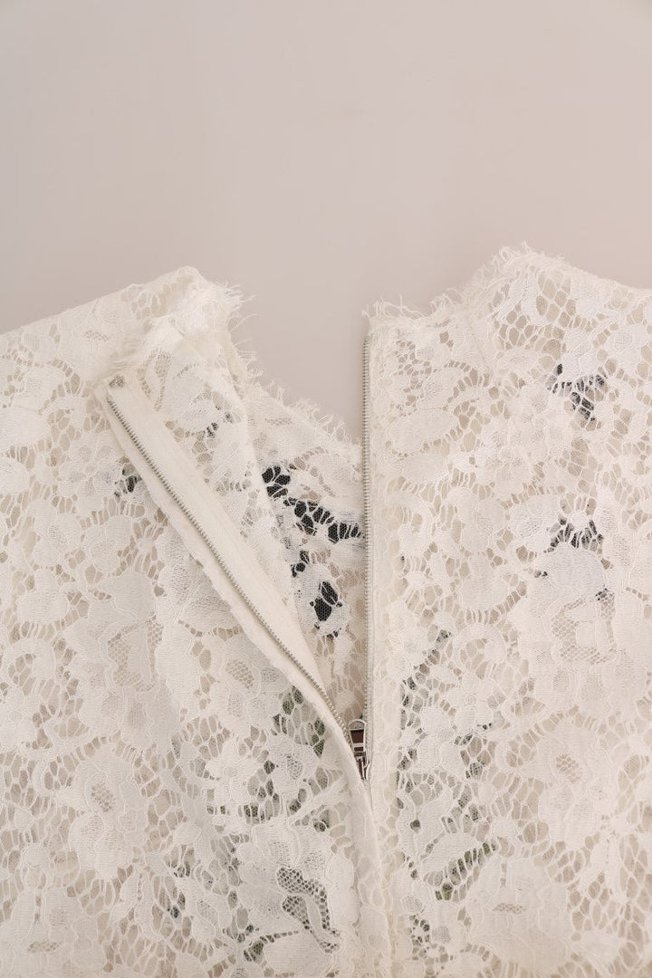 Dolce &amp; Gabbana - White Crystal Embellished Lace Blouse