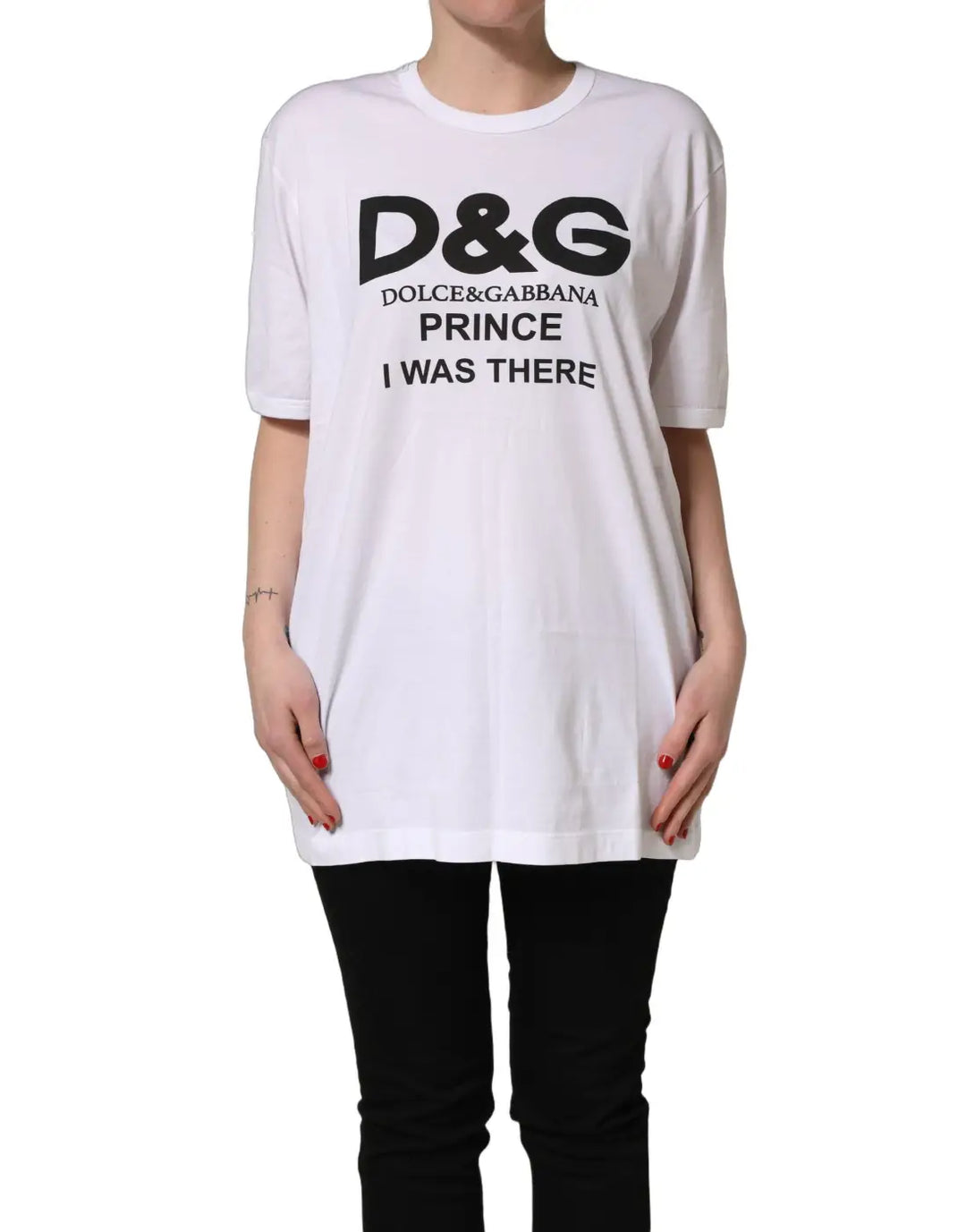 Dolce &amp; Gabbana White D&amp;G PRINCE I WAS THERE Crew Neck T-shirt