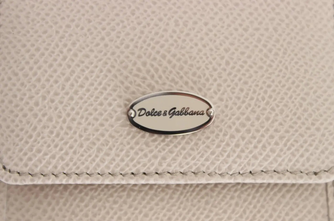 Dolce &amp; Gabbana White Dauphine Leather Case Wallet