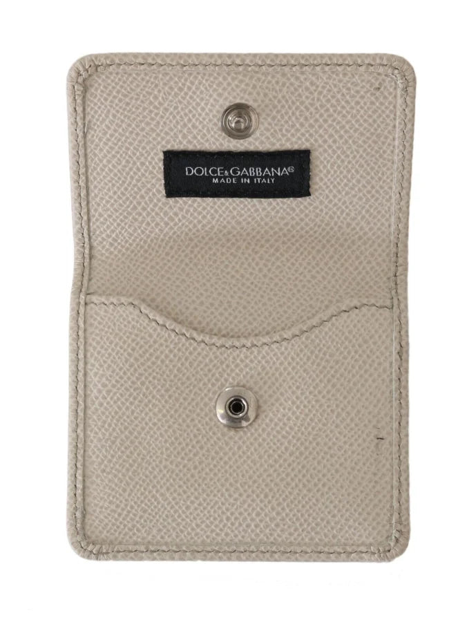 Dolce & Gabbana White Dauphine Leather Holder Pocket Wallet Condom Case