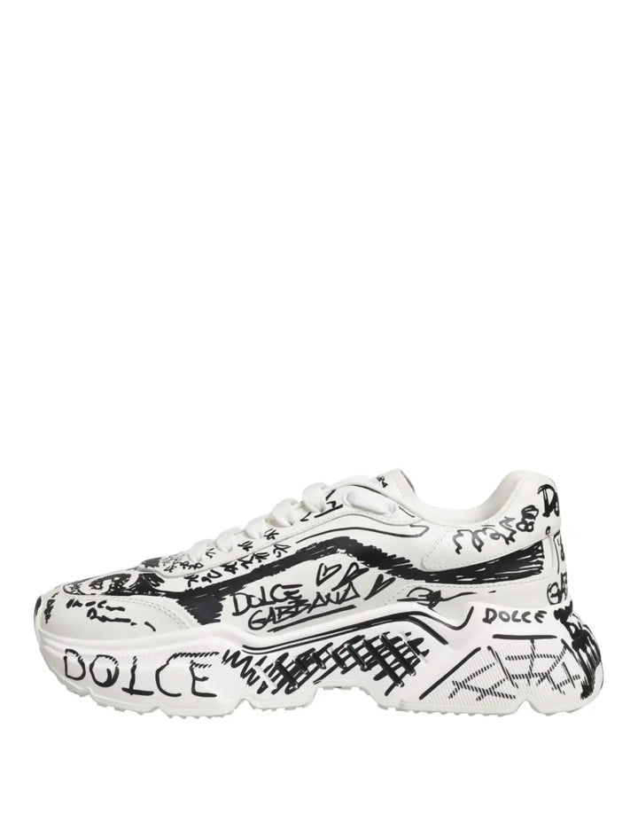 Dolce &amp; Gabbana White Daymaster Graffiti Low Top Sneakers Shoes